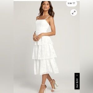 Lulu's Ivory Lace Spaghetti Strap Dress